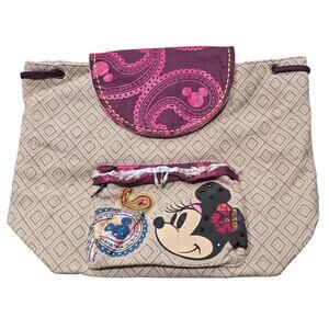 Walt Disney Parks Minnie Mouse Drawstring Beaded Shoulder Bag